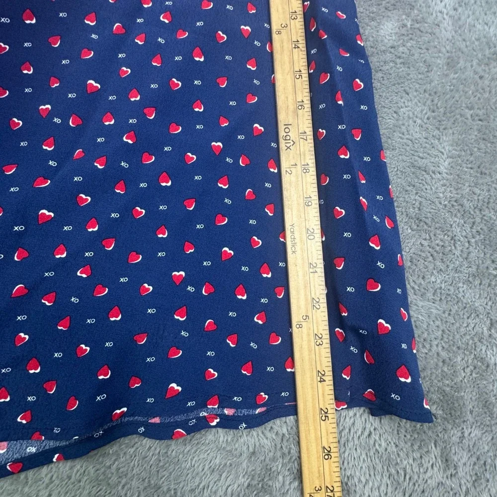 Talbots A-Line Skirt Women 14 Navy Heart XO Print Excellent Valentine Romantic